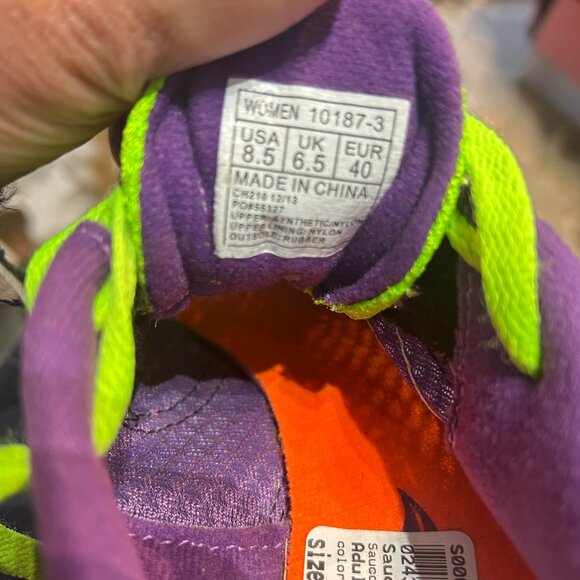 Saucony Women’s Track Cleats Sz 8.5 Purple and Neon Green 10187-3 Spikes Running - Picture 6 of 7